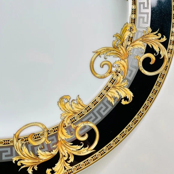 Versace x Rosenthal Prestige Gala Black Gold Silver Pattern Dinner Plate 10.5" - Picture 9 of 12